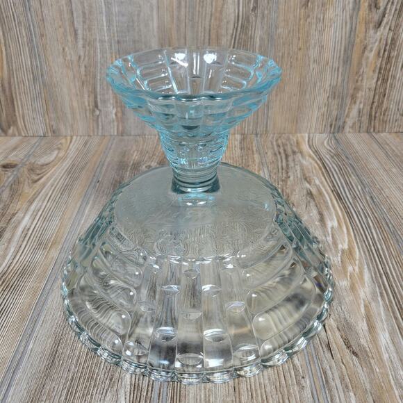 Vintage Jeannette Glass Louisa Starlight Blue Fruit Bowl Floral - Picture 3 of 4